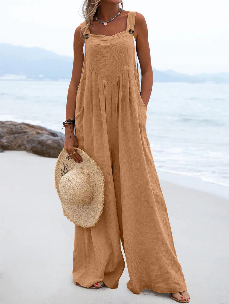 Zwarte Jumpsuit Dames Polyester Met Brede Pijpen 13