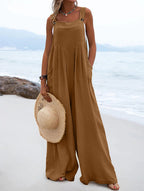 Zwarte Jumpsuit Dames Polyester Met Brede Pijpen 14