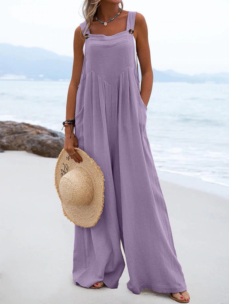 Zwarte Jumpsuit Dames Polyester Met Brede Pijpen 5