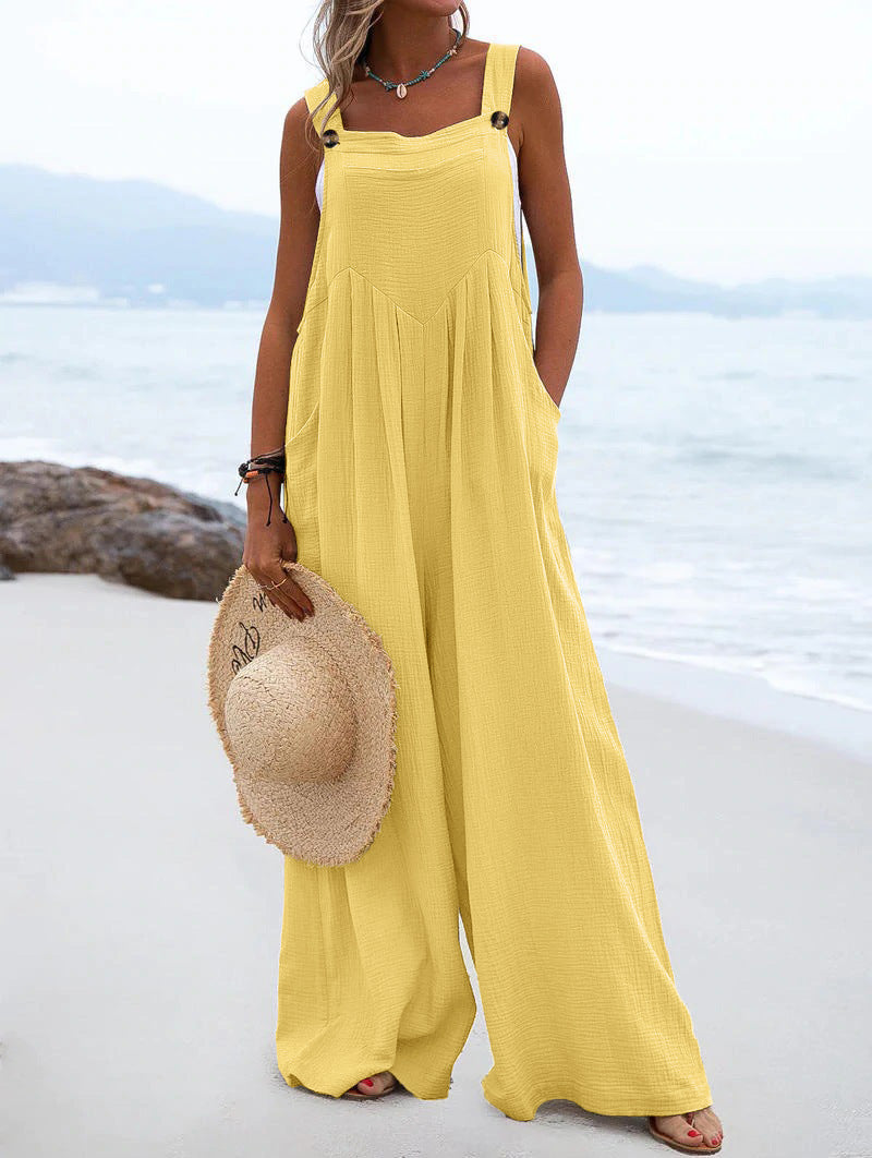 Zwarte Jumpsuit Dames Polyester Met Brede Pijpen 6