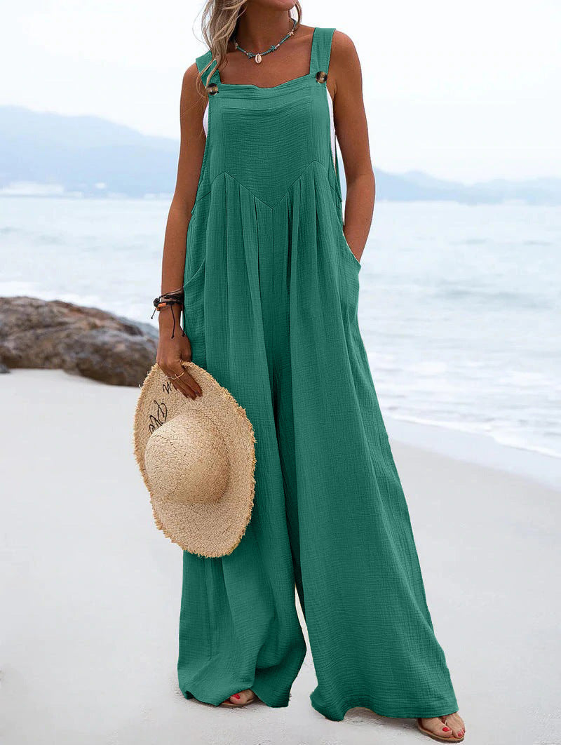 Zwarte Jumpsuit Dames Polyester Met Brede Pijpen 7