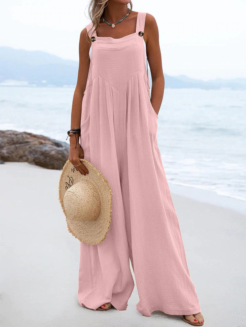 Zwarte Jumpsuit Dames Polyester Met Brede Pijpen 8