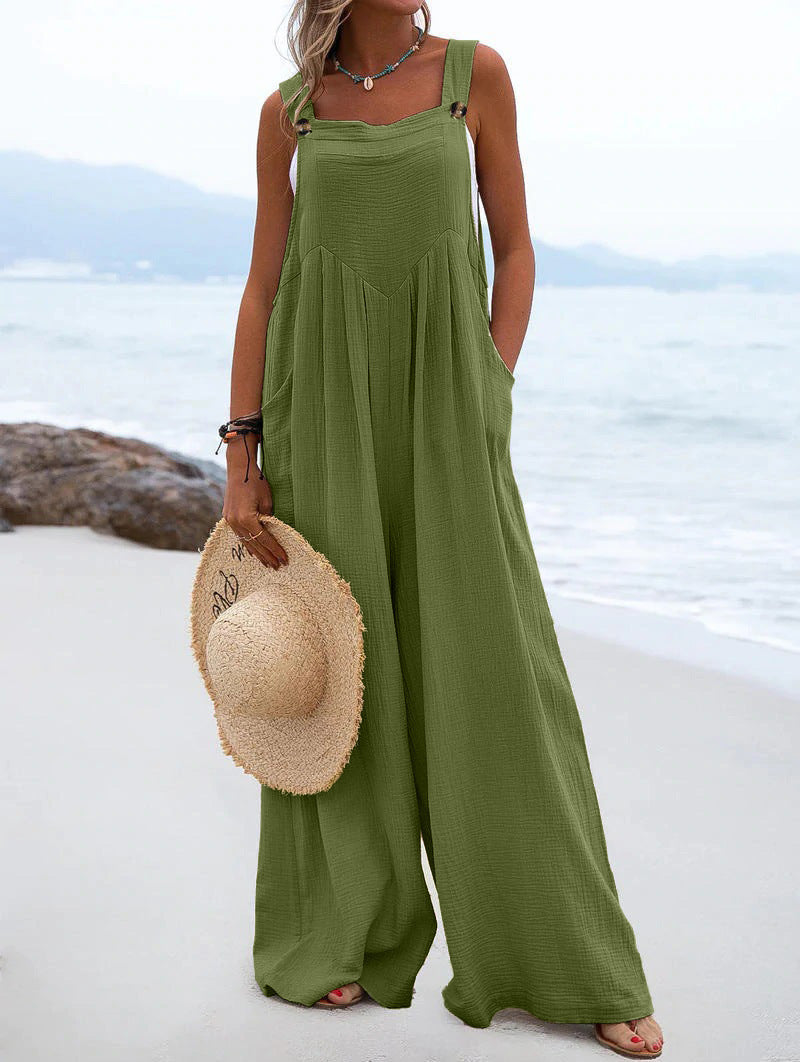 Zwarte Jumpsuit Dames Polyester Met Brede Pijpen 9