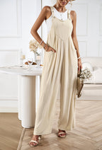 Zwarte Jumpsuit Dames Viscose Met Brede Pijpen 2