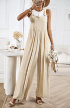 Zwarte Jumpsuit Dames Viscose Met Brede Pijpen 3