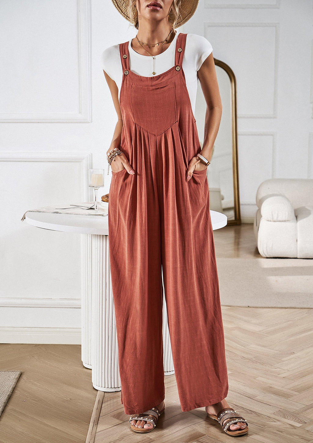 Zwarte Jumpsuit Dames Viscose Met Brede Pijpen 5