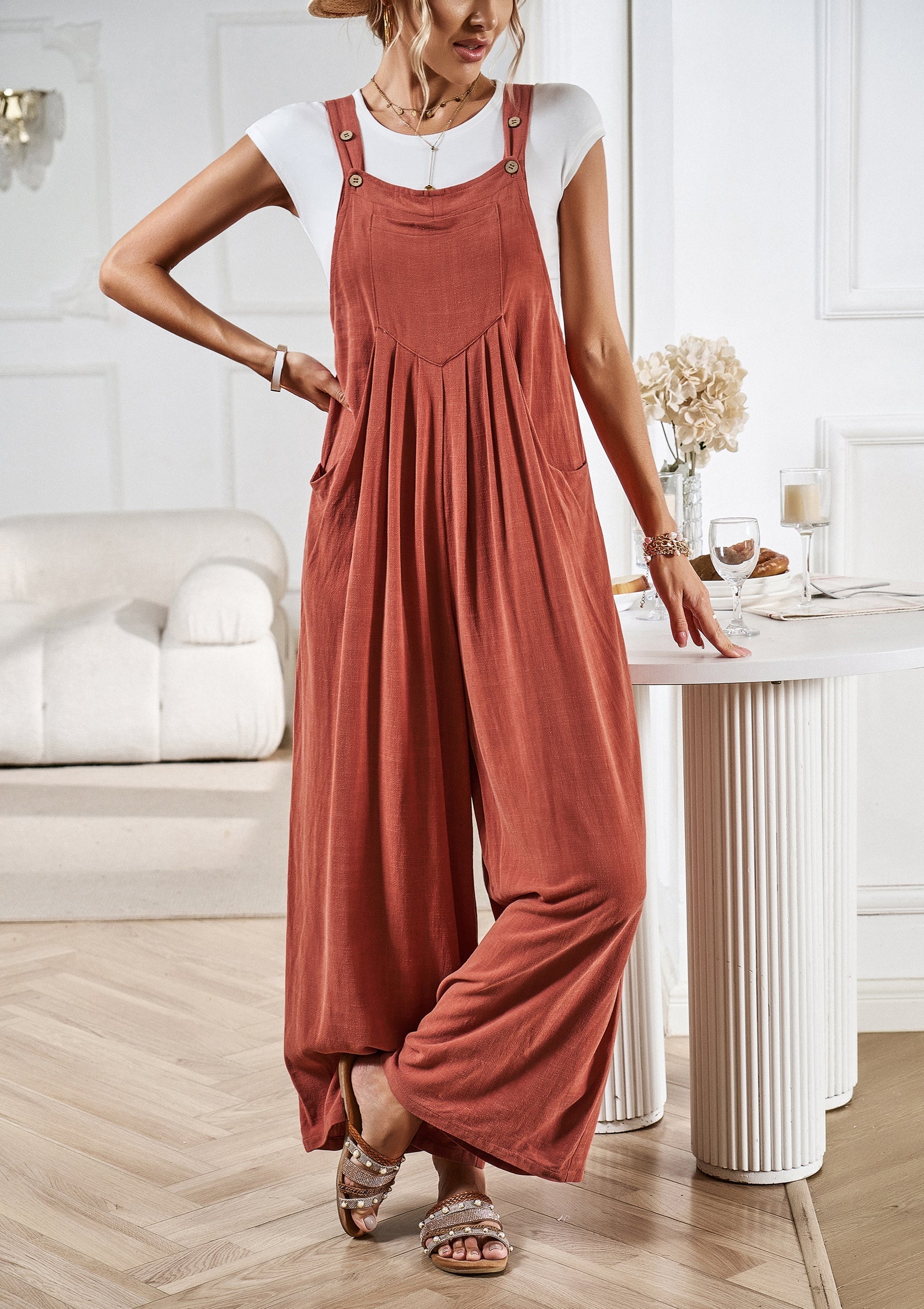 Zwarte Jumpsuit Dames Viscose Met Brede Pijpen 6