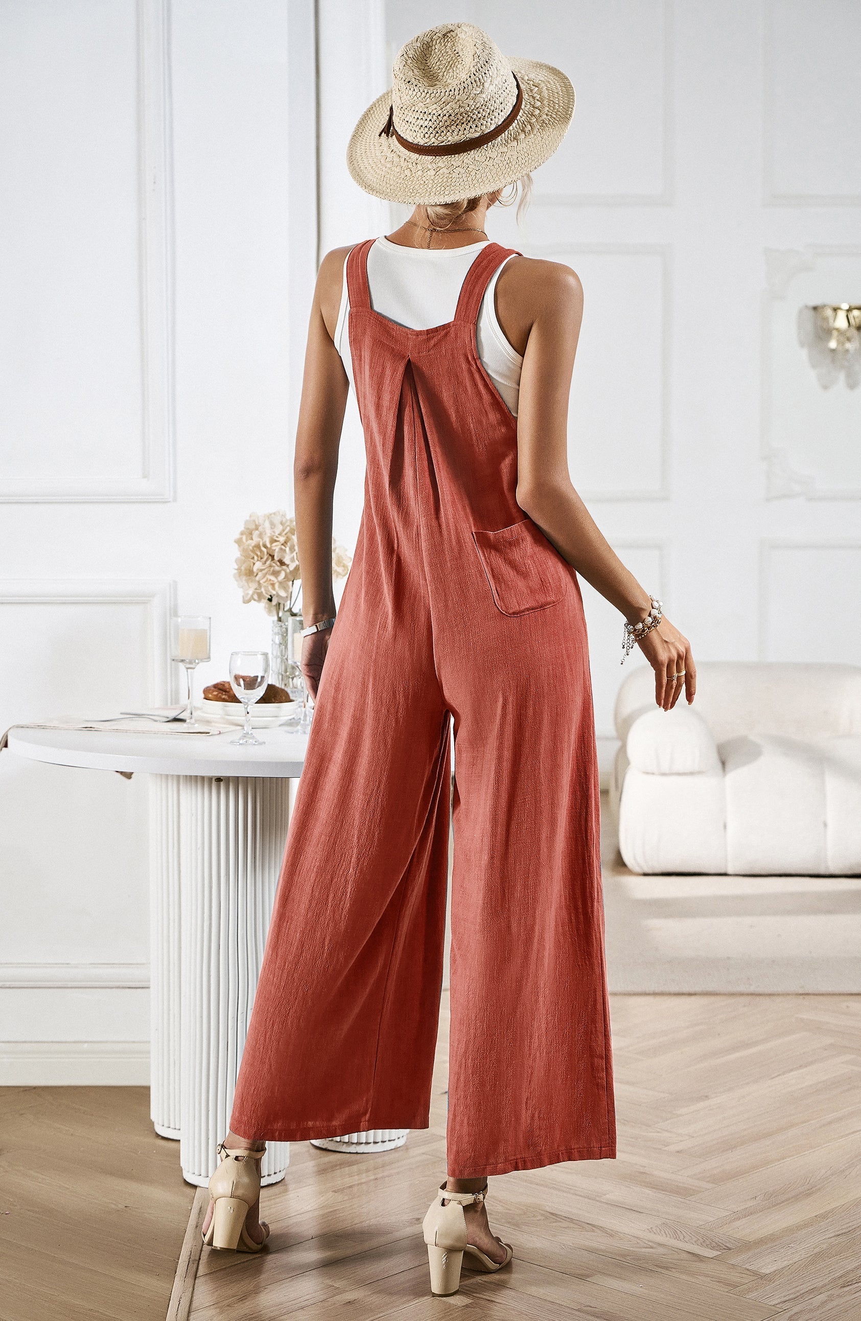 Zwarte Jumpsuit Dames Viscose Met Brede Pijpen 7