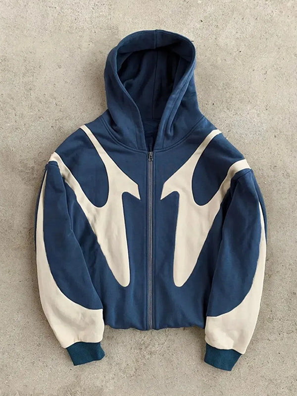 Zwarte Y2k contrasterende oversized hoodie met lange mouwen voor heren 3
