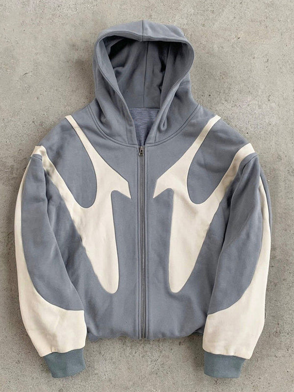 Zwarte Y2k contrasterende oversized hoodie met lange mouwen voor heren 4