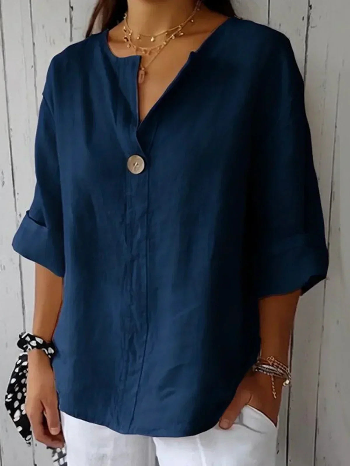 Casual V-Hals Blouse Voor Dames Met Comfortabele Pasvorm En Stijlvolle Look