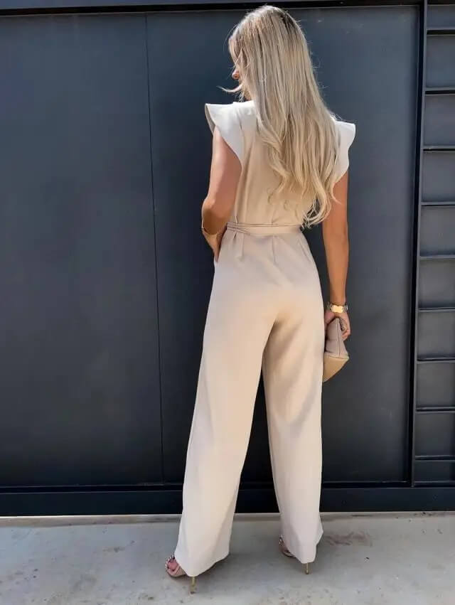 Jumpsuit met Vlindermouwen en Brede Pijpen – Elegant & Veelzijdig