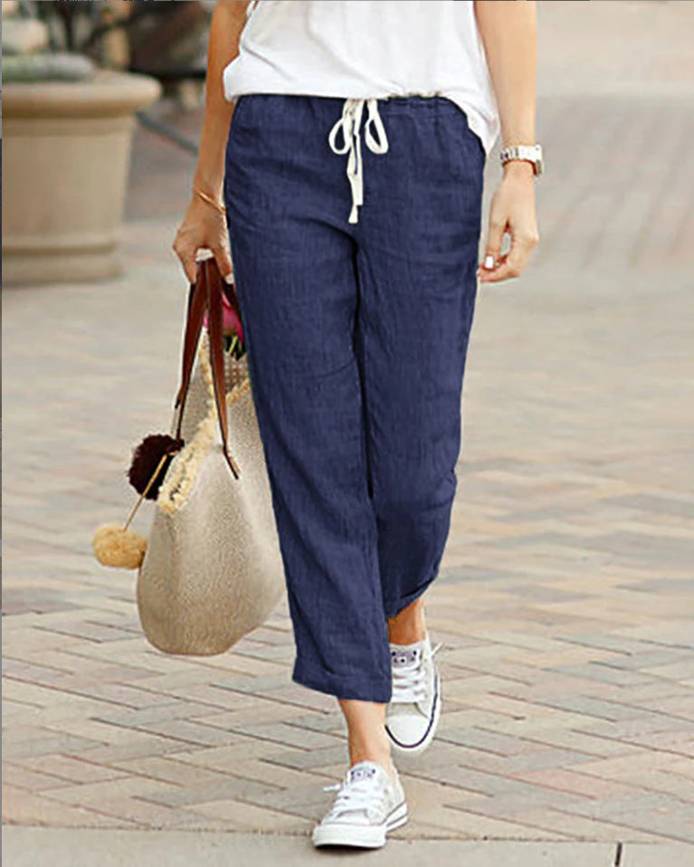 Damesbroeken Relaxed Fit Elastische Taille met Koord Lichtgewicht Casual Wear voor Dagelijks Gebruik