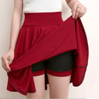 A-lijn Elastische Taille Plissé Rok met Aangehechte Shorts