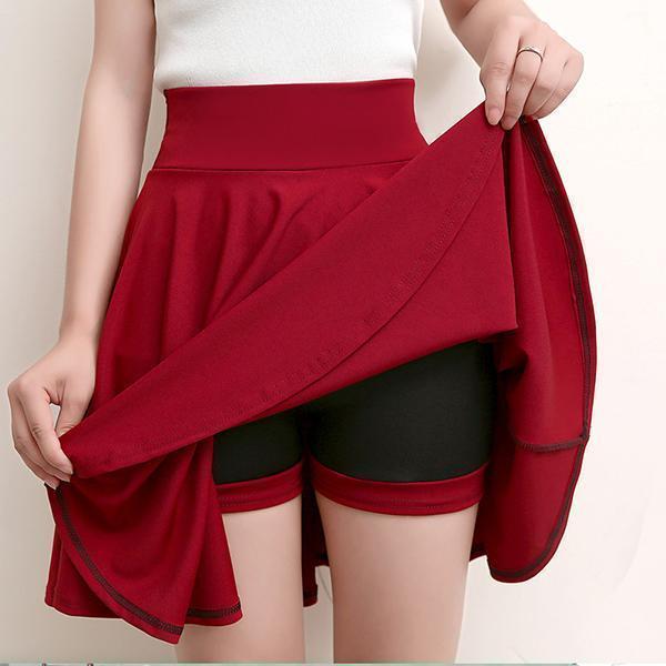 A-lijn Elastische Taille Plissé Rok met Aangehechte Shorts