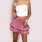 Dames Mini Rok - Gelaagde Volants - Elastische Taille - Boho Print - Comfort Fit
