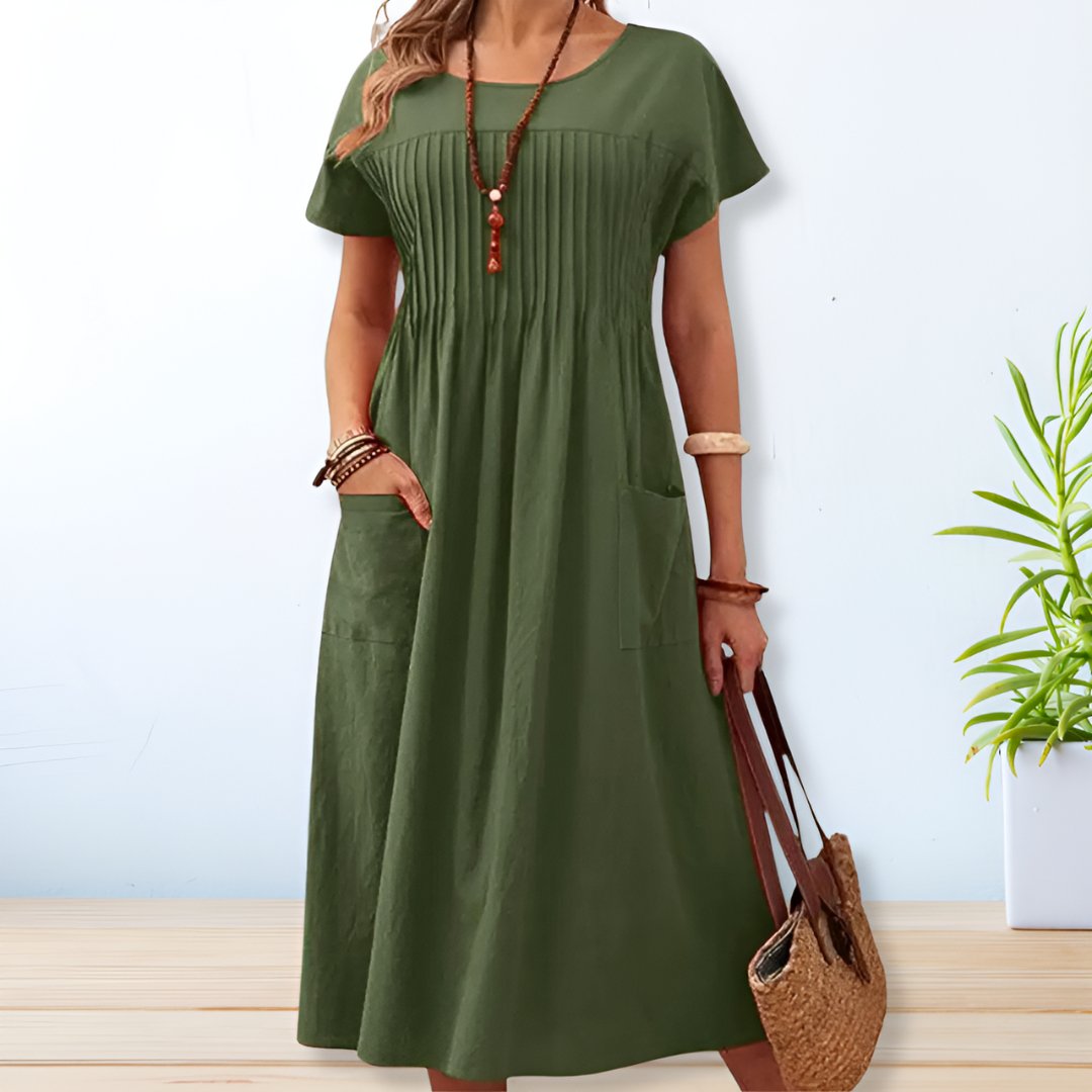 Leona Relaxed Fit Dagjurk Met Zachte Bedekking, Luchtige Linnen en Katoen Stijl voor Zomer en Dagelijks Gebruik