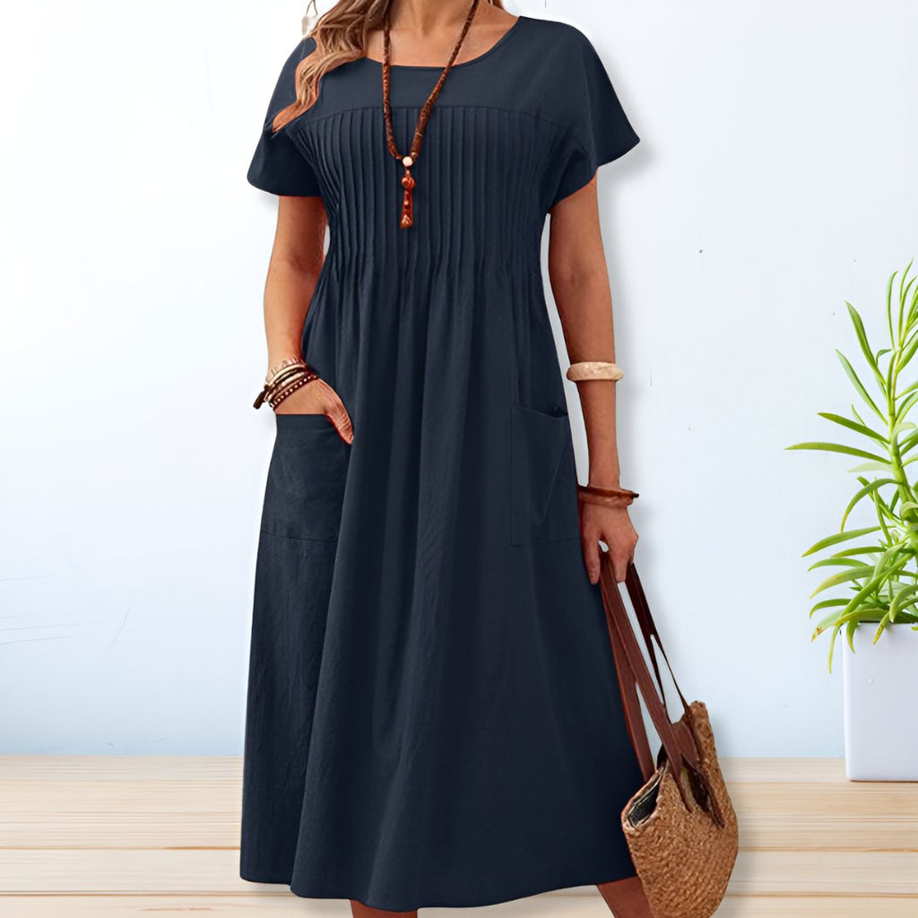 Leona Relaxed Fit Dagjurk Met Zachte Bedekking, Luchtige Linnen en Katoen Stijl voor Zomer en Dagelijks Gebruik
