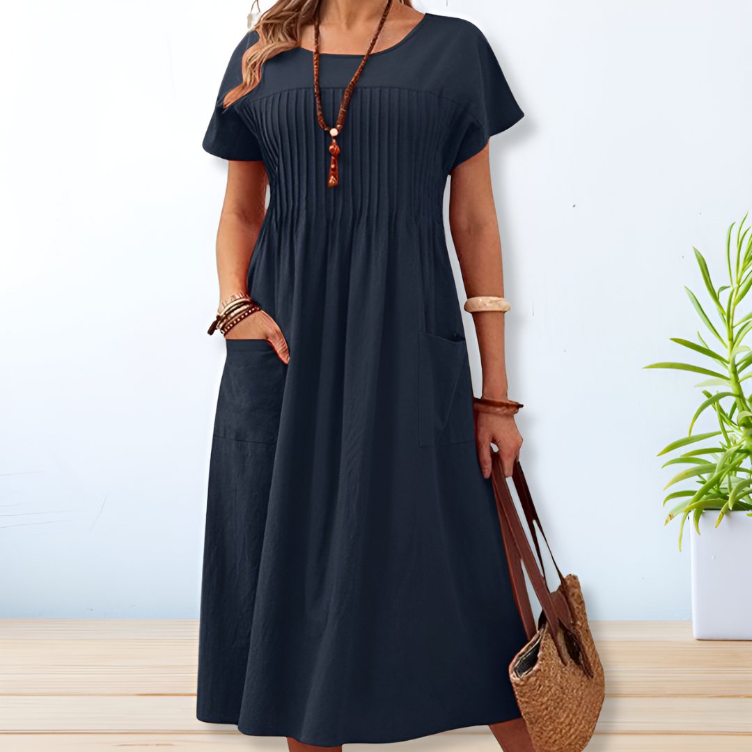 Leona Relaxed Fit Dagjurk Met Zachte Bedekking, Luchtige Linnen en Katoen Stijl voor Zomer en Dagelijks Gebruik