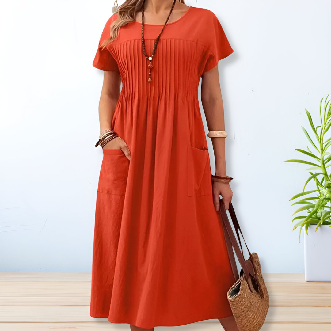 Leona Relaxed Fit Dagjurk Met Zachte Bedekking, Luchtige Linnen en Katoen Stijl voor Zomer en Dagelijks Gebruik
