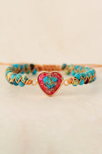 Charmante hartvormige armband met natuurlijke steenaccenten