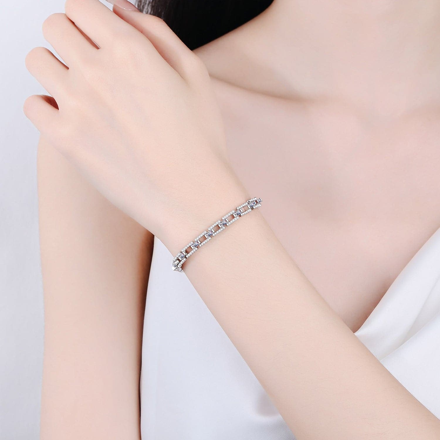 Elegante 3,2 karaat moissaniet armband in 925 sterling zilver