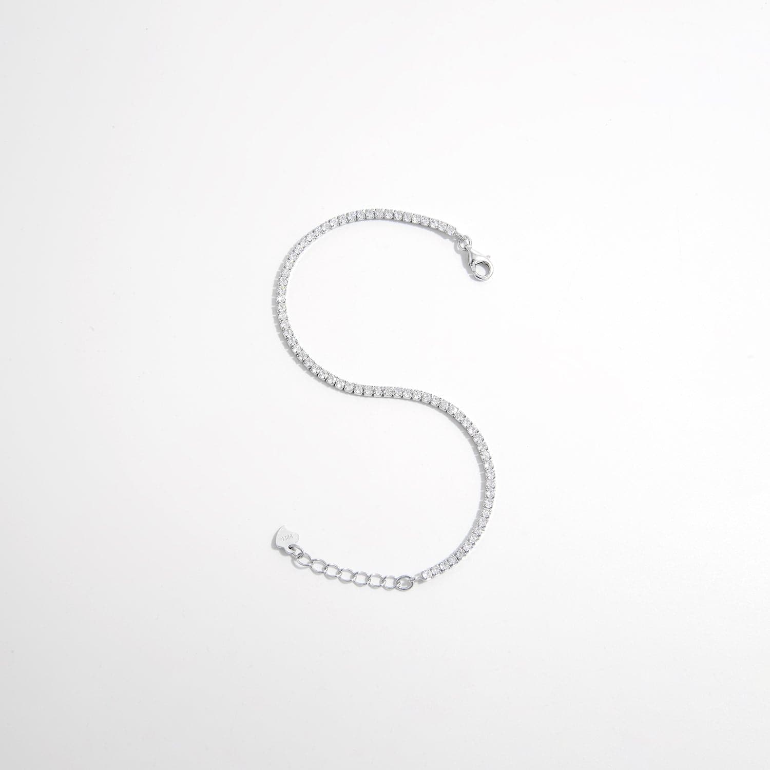 Elegante 925 sterling zilveren armband met zircon inleg