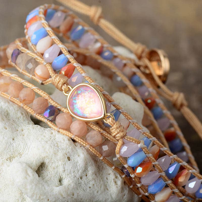 Elegante Opal en Kristallen Kralen Armband