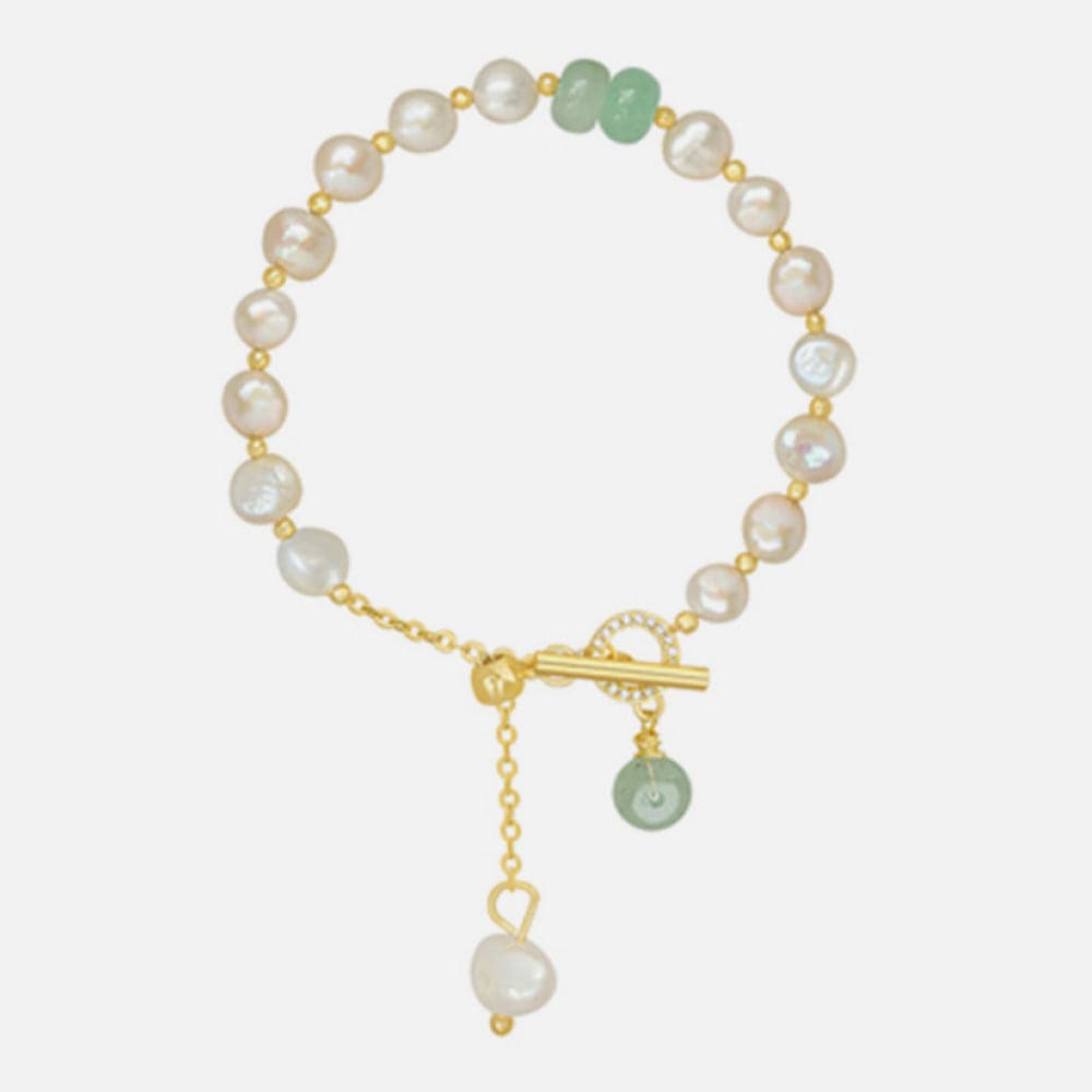 Elegante parel groene stenen charm armband