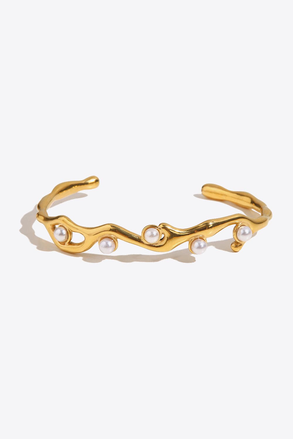 Elegante open cuff armband met synthetische parel
