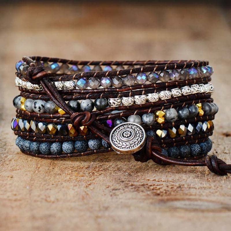 Natuurlijke Agaat en Kristallen Kralen Armband