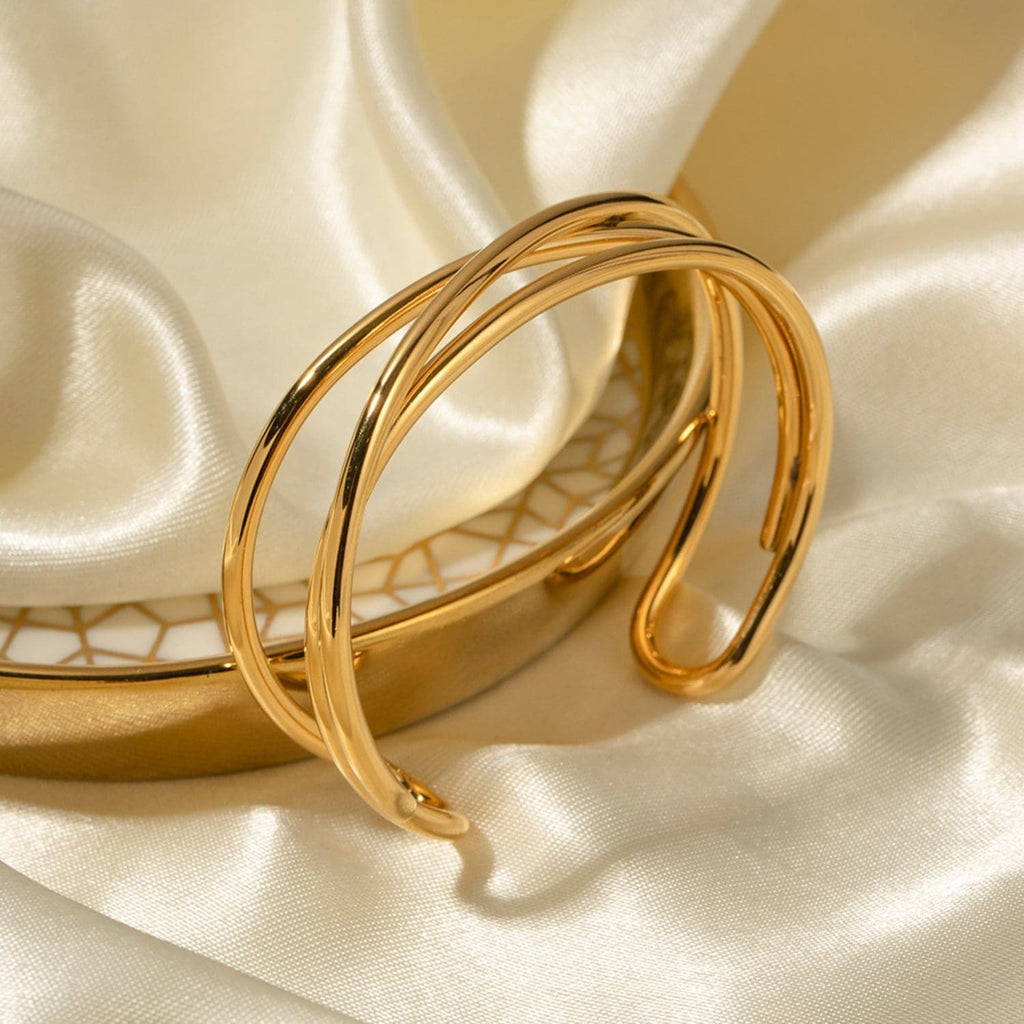 Slanke armband van roestvrij staal met 18K gouden accenten