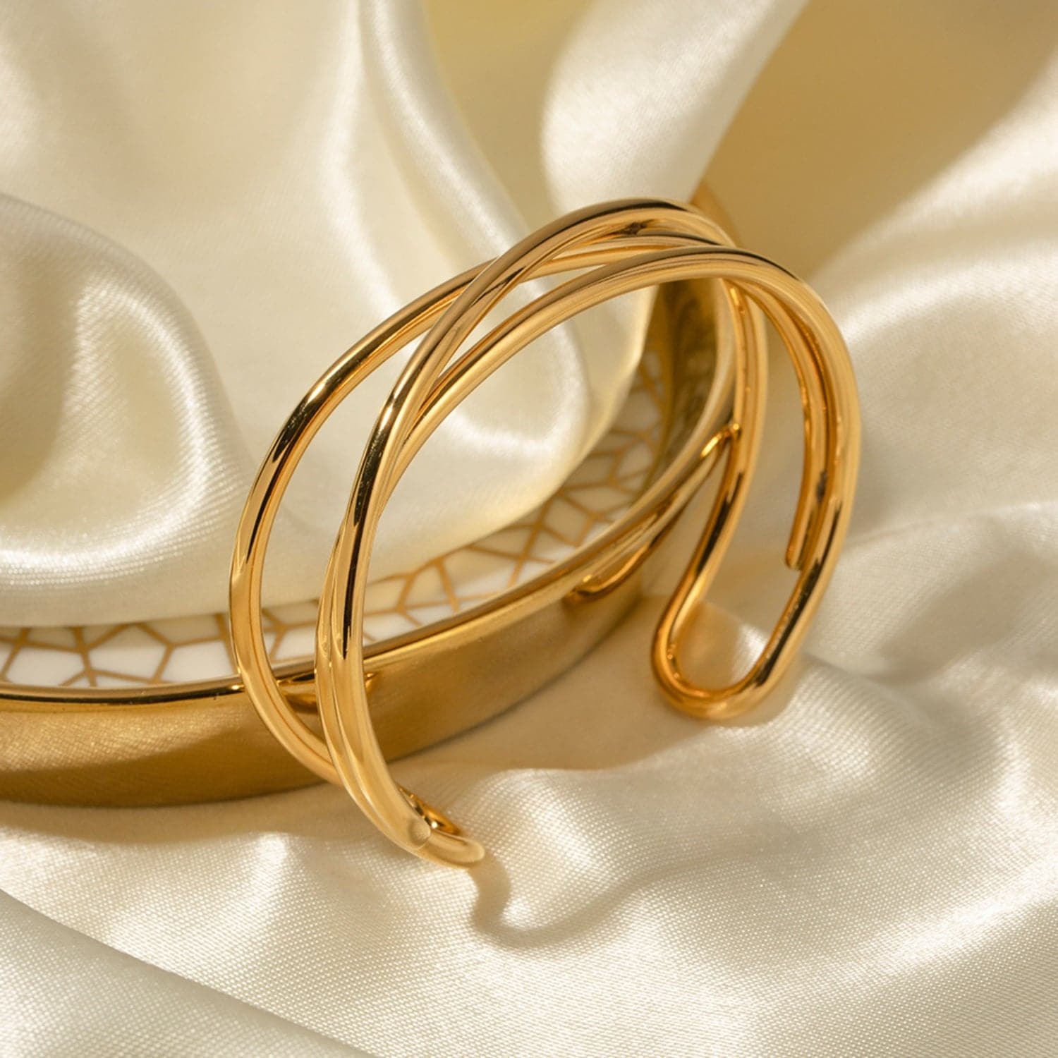 Slanke armband van roestvrij staal met 18K gouden accenten