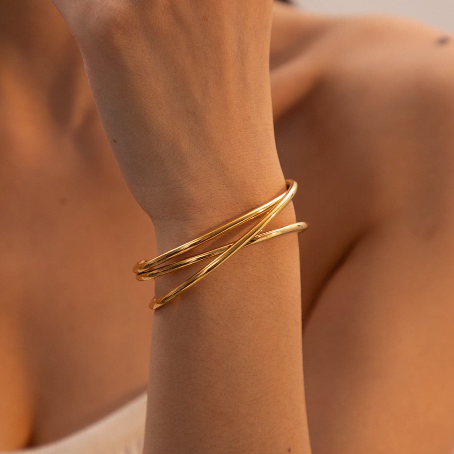Slanke armband van roestvrij staal met 18K gouden accenten