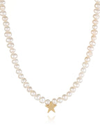 Stellar Luminary Oversized Pearl Star Necklace