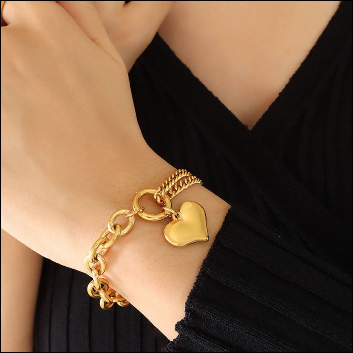 Stijlvolle half chunky titanium stalen armband
