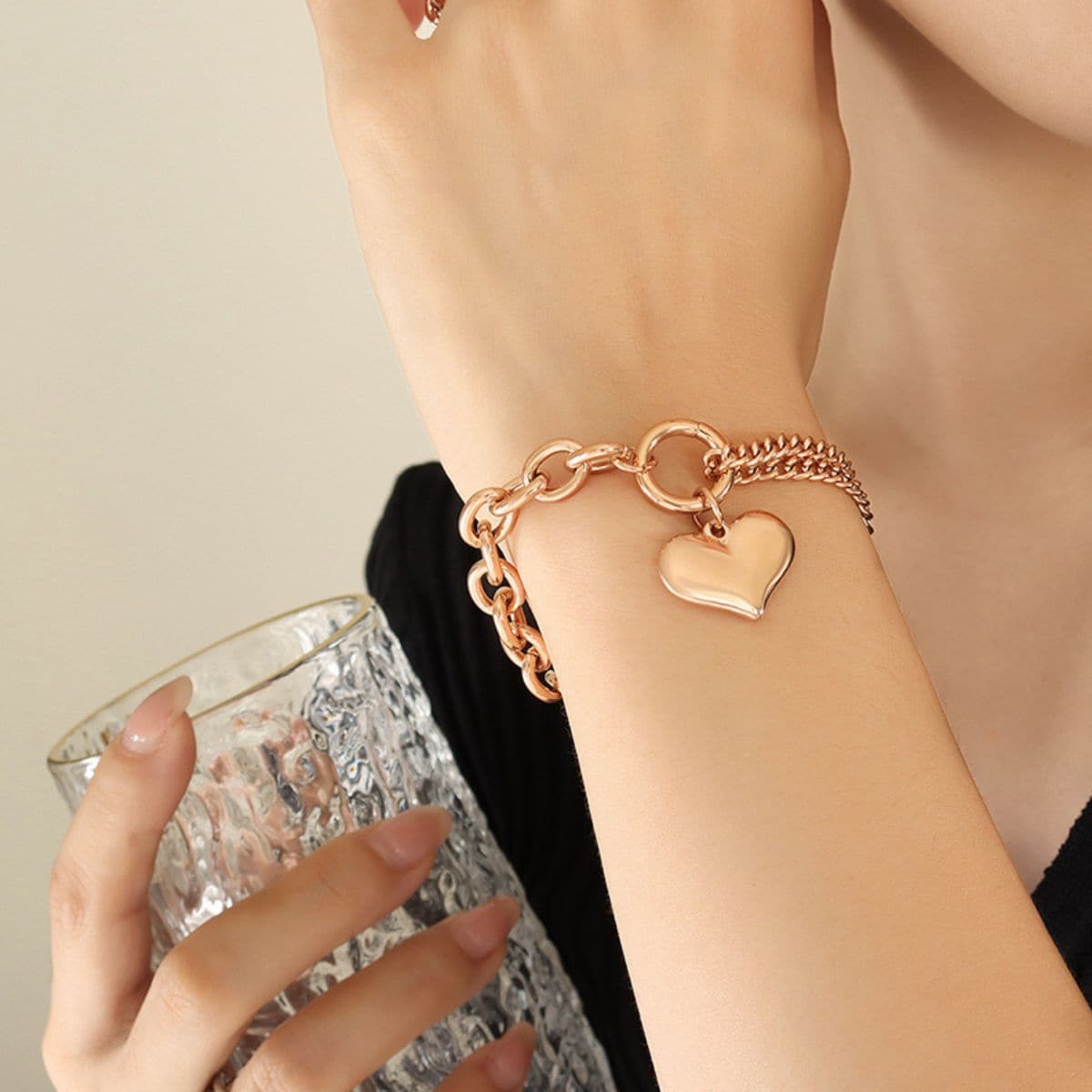 Stijlvolle half chunky titanium stalen armband