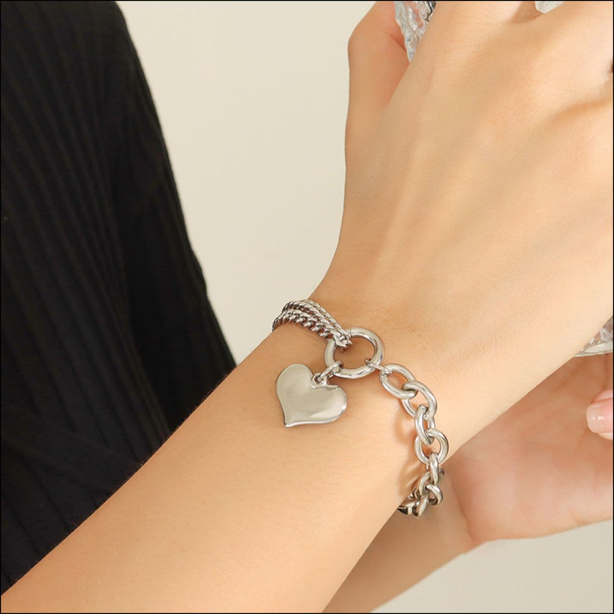 Stijlvolle half chunky titanium stalen armband