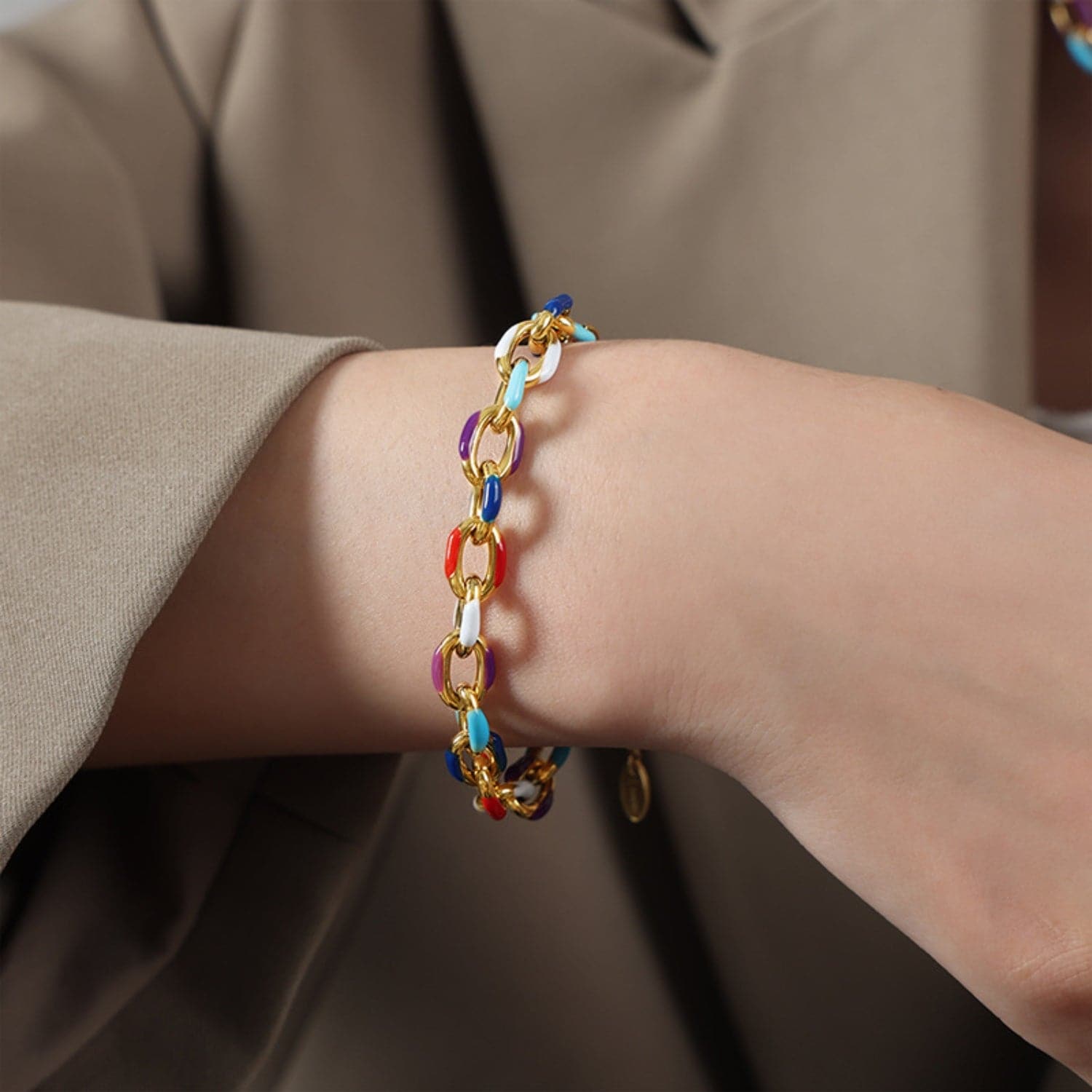 Stijlvolle titanium staal olie druppel kettingarmband