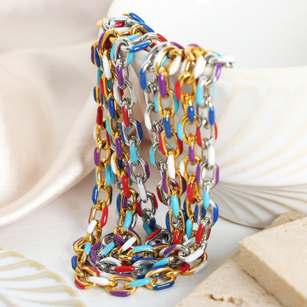 Stijlvolle titanium staal olie druppel kettingarmband