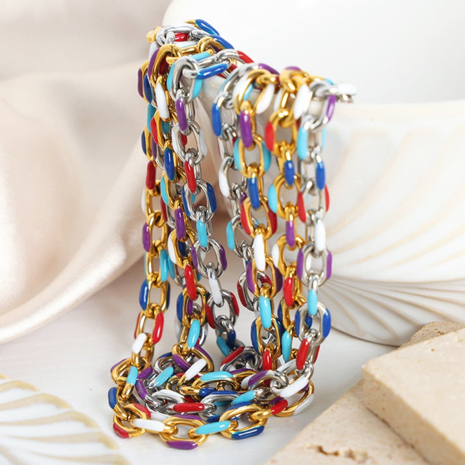 Stijlvolle titanium staal olie druppel kettingarmband