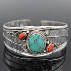 Turquoise charme open cuff armband