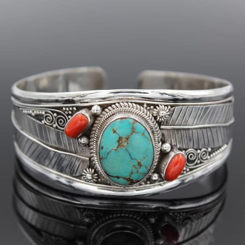 Turquoise charme open cuff armband