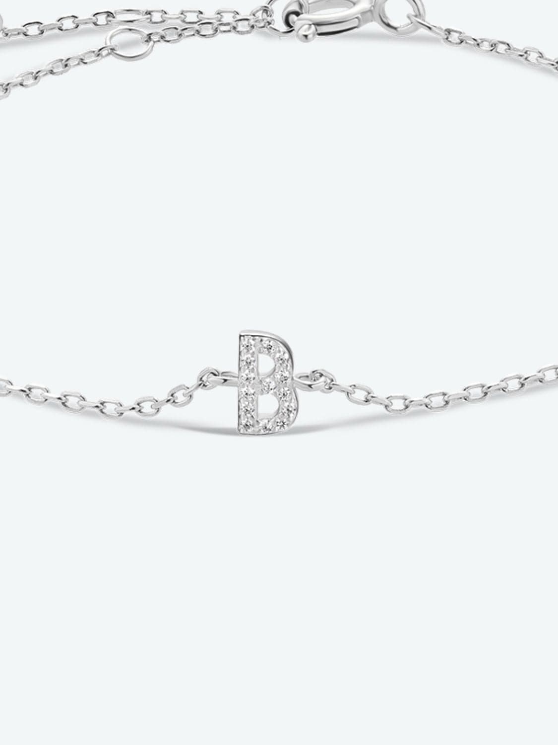 Zircon alfabet bedelarmband in 925 sterling zilver