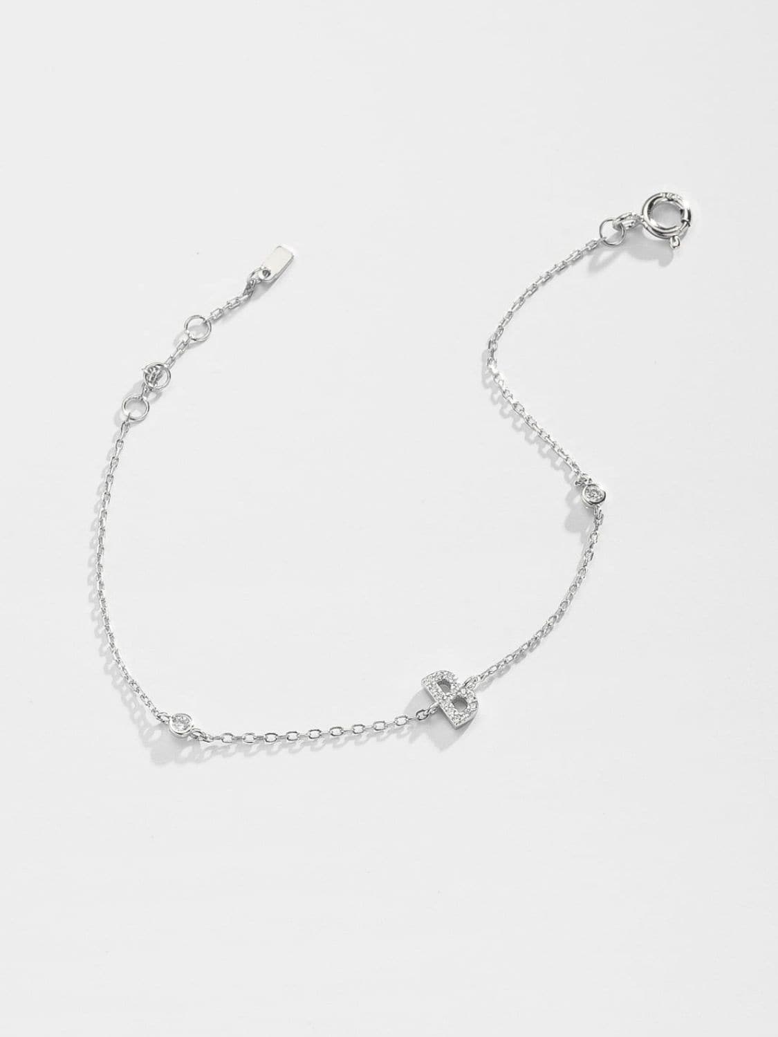 Zircon alfabet bedelarmband in 925 sterling zilver