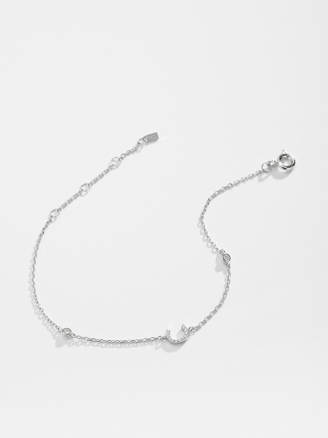 Zircon alfabet bedelarmband in 925 sterling zilver