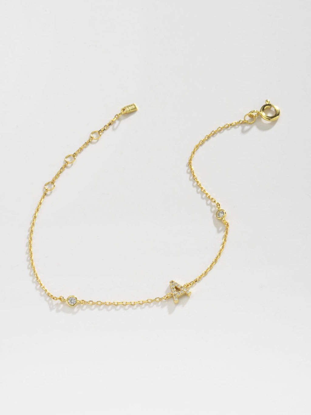 Zircon alfabet bedelarmband in 925 sterling zilver