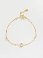 Zircon alfabet bedelarmband in 925 sterling zilver