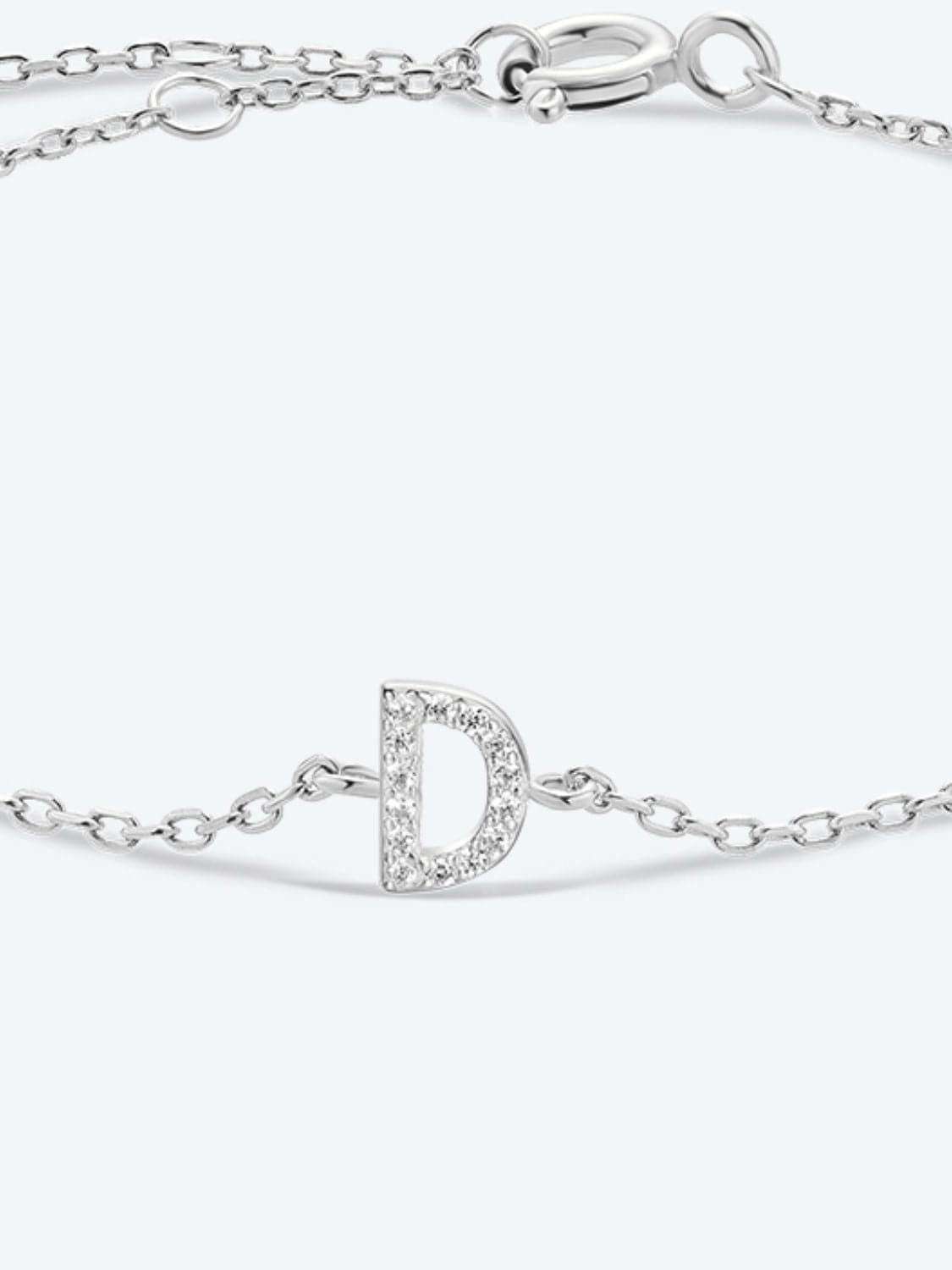 Zircon alfabet bedelarmband in 925 sterling zilver