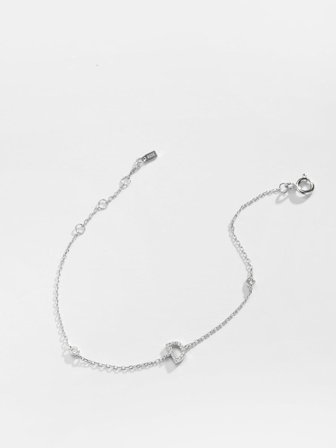 Zircon alfabet bedelarmband in 925 sterling zilver
